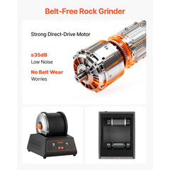VEVOR Rock Tumbler 4 lbs Large Barrel 4 Speed Settings Rock Polishing Kit, for Adults Beginners and Hobbyists, 9-Day