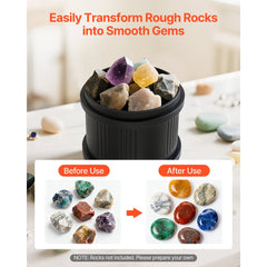 VEVOR Rock Tumbler 4 lbs Large Barrel 4 Speed Settings Rock Polishing Kit, for Adults Beginners and Hobbyists, 9-Day