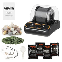 VEVOR Rock Tumbler, 1 lb Rock Polishing Machine, Rocks Tumbling Kit with 4-Speed Adjustment, 1-9 Day Timer, PC Sound