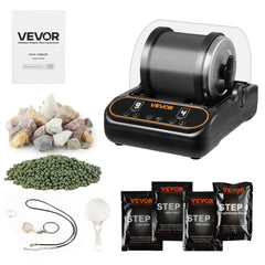 VEVOR Rock Tumbler, 2 lb Rock Polishing Machine, Rocks Tumbling Kit with 4-Speed Adjustment, 1-9 Day Timer, PC Sound