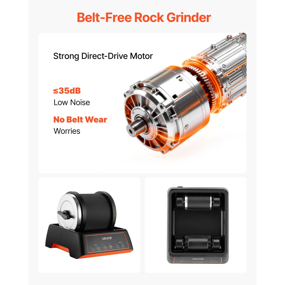 VEVOR Rock Tumbler Kit, 2 lbs Rock Polishing Kit, 4 Speed Settings 9-Day Polishing Timer Stone Polishing Kit, Rock
