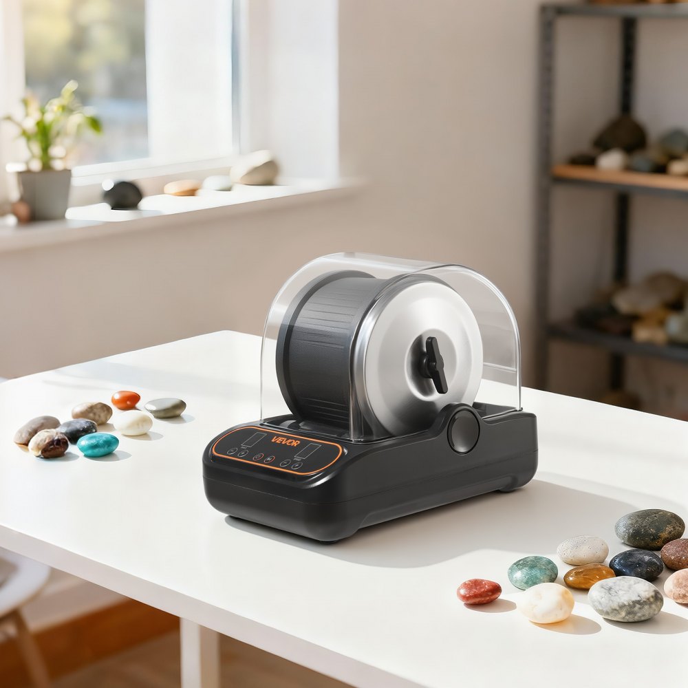 VEVOR Rock Tumbler, 3 lb Rock Polishing Machine, Rocks Tumbling Kit with 4-Speed Adjustment, 1-9 Day Timer, PC Sound