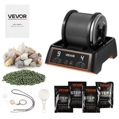 VEVOR Rock Tumbler Kit 1 lb Rock Polishing Machine Rocks Tumbling Kit, for Rose Quartz, Amethyst, 1-9 Day Timer, with