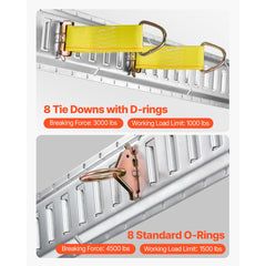 VEVOR E Track Tie-Down Rail Kit, 32PCS 5' E-Tracks Set Includes 8 Steel Rails & 8 O-Rings & 8 Tie-Offs with D-Ring & 8