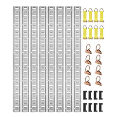 VEVOR E Track Tie-Down Rail Kit, 32PCS 5' E-Tracks Set Includes 8 Steel Rails & 8 O-Rings & 8 Tie-Offs with D-Ring & 8