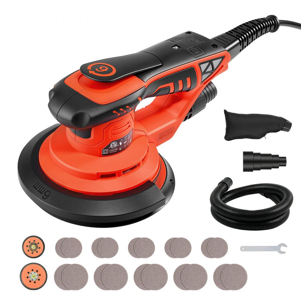 VEVOR 5 & 6-Inch Random Orbital Sander 400W Brushless Orbital Sander, 4000-10000RPM 7 Speeds Electric Palm Sanders with