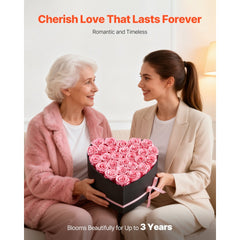 VEVOR Forever Flowers, 27 Preserved Roses in a Heart Shape Box, Eternal Flowers Immortal Bouquet Birthday Present for