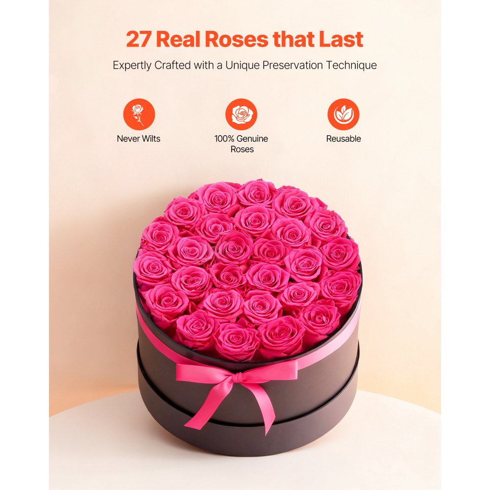 VEVOR Forever Flowers, 27 Preserved Roses in a Box, Eternal Flowers Immortal Bouquet Birthday Present for Delivery