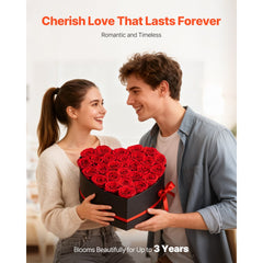 VEVOR Forever Flowers, 27 Preserved Roses in a Heart Shape Box, Eternal Flowers Immortal Bouquet Birthday Present for