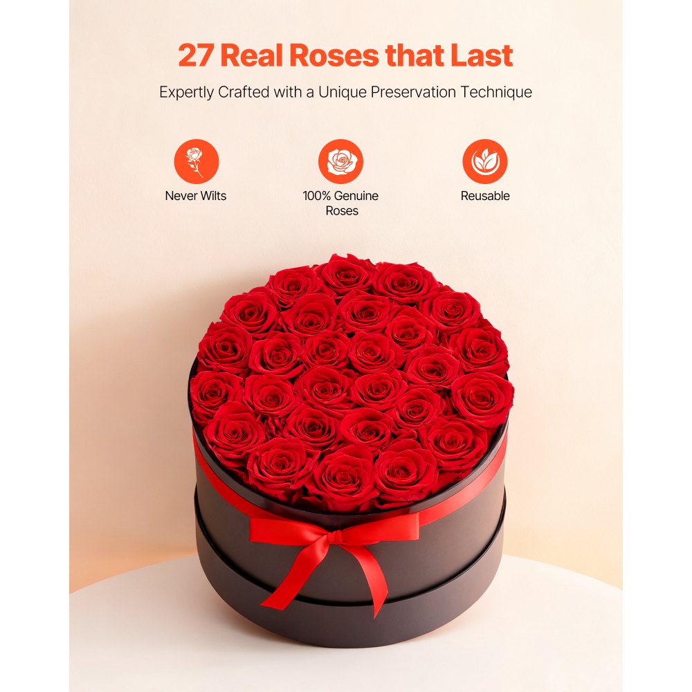 VEVOR Forever Flowers, 27 Preserved Roses in a Box, Eternal Flowers Immortal Bouquet Birthday Present for Delivery
