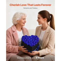 VEVOR Forever Flowers, 27 Preserved Roses in a Heart Shape Box, Eternal Flowers Immortal Bouquet Birthday Present for