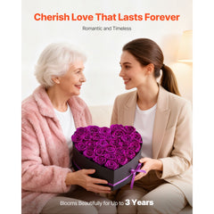 VEVOR Forever Flowers, 27 Preserved Roses in Heart Shape Box, Eternal Flowers Immortal Bouquet Birthday Present for