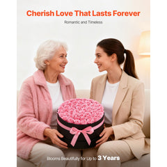 VEVOR Forever Flowers, 50 Preserved Roses in a Box, Eternal Flowers Immortal Bouquet Birthday Present for Delivery