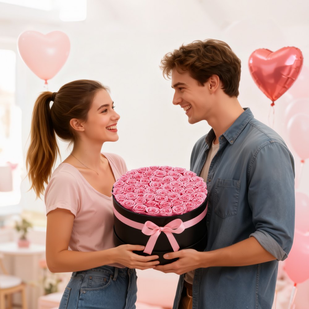 VEVOR Forever Flowers, 50 Preserved Roses in a Box, Eternal Flowers Immortal Bouquet Birthday Present for Delivery