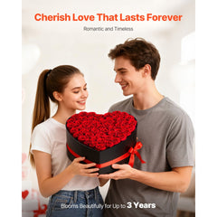 VEVOR Forever Flowers, 50 Preserved Roses in a Heart Shape Box, Eternal Flowers Immortal Bouquet Birthday Present for