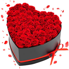 VEVOR Forever Flowers, 50 Preserved Roses in a Heart Shape Box, Eternal Flowers Immortal Bouquet Birthday Present for