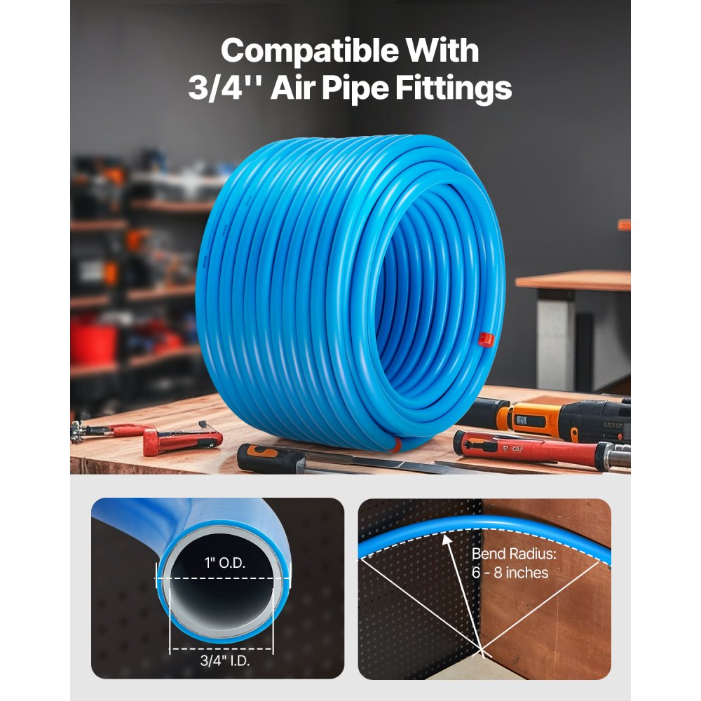 VEVOR Air Compressor Line Kit, 200FT x 3/4", HDPE-Aluminum Compressed Air Piping System, Leak-Proof & Easy-to-Install