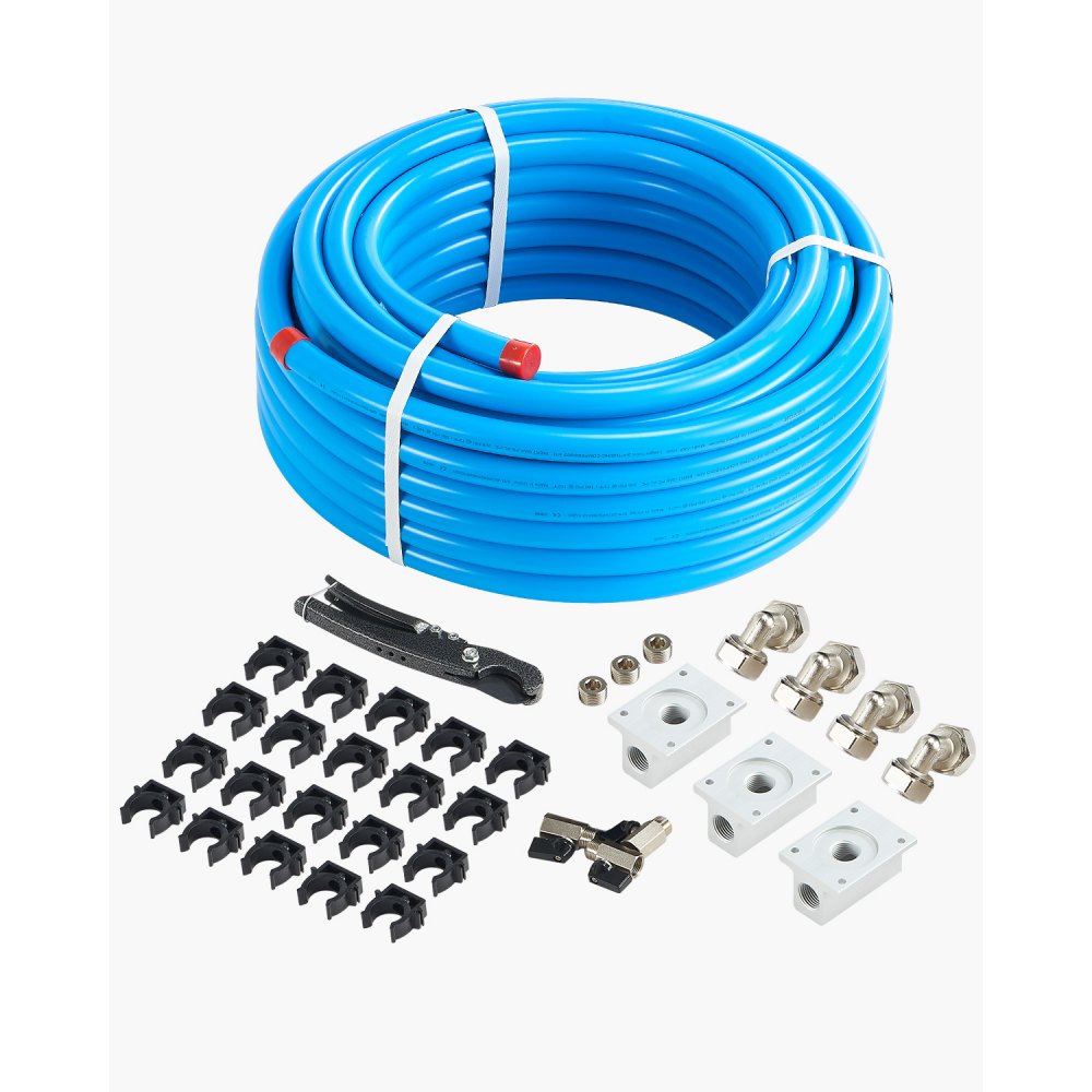 VEVOR Air Compressor Line Kit, 100FT x 3/4", HDPE-Aluminum Compressed Air Piping System, Leak-Proof, Pressure-Resistant
