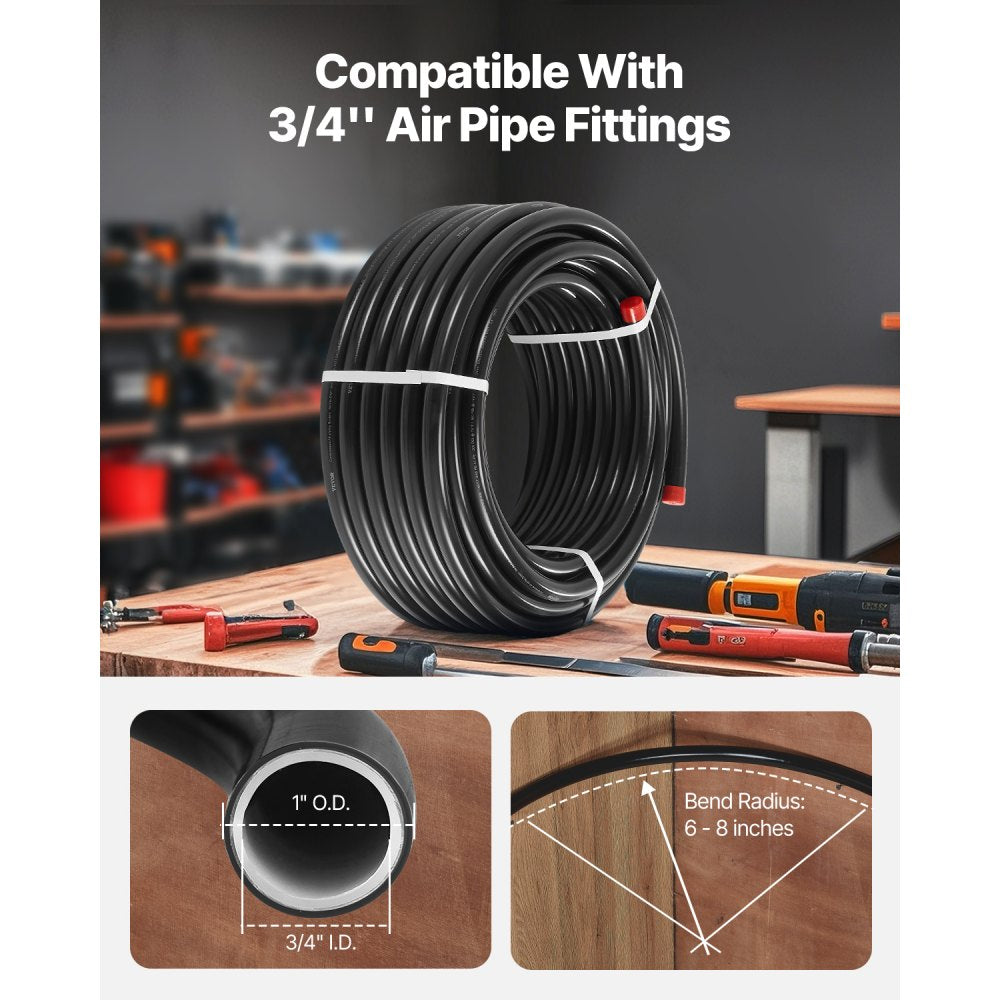 VEVOR Air Compressor Line Kit, 100FT x 3/4", HDPE-Aluminum Compressed Air Piping System, Leak-Proof, Pressure-Resistant