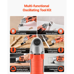 VEVOR Oscillating Tool Multitool, 2.2Amps 22,000 OPM Electric Oscillating Multi Tool Kit Corded with 2.8° Oscillating