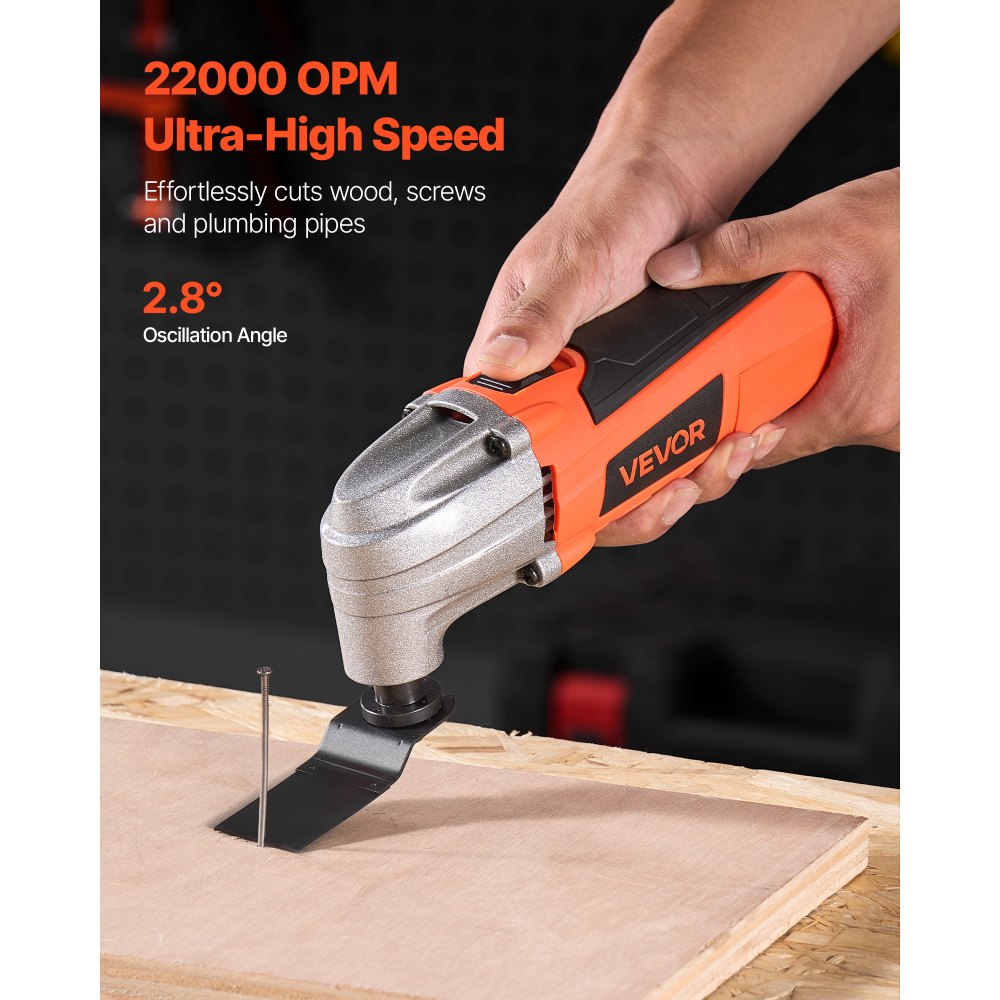 VEVOR Oscillating Tool Multitool, 2.2Amps 22,000 OPM Electric Oscillating Multi Tool Kit Corded with 2.8° Oscillating