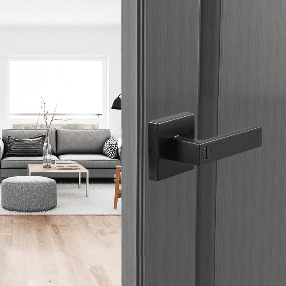 VEVOR Privacy Door Handle, 10 Pack Matte Black Door Lever, Left or Right Handing Reversible Lever with Keyless Lock