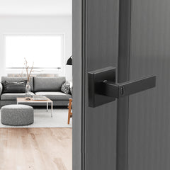 VEVOR Privacy Door Handle, 10 Pack Matte Black Door Lever, Left or Right Handing Reversible Lever with Keyless Lock