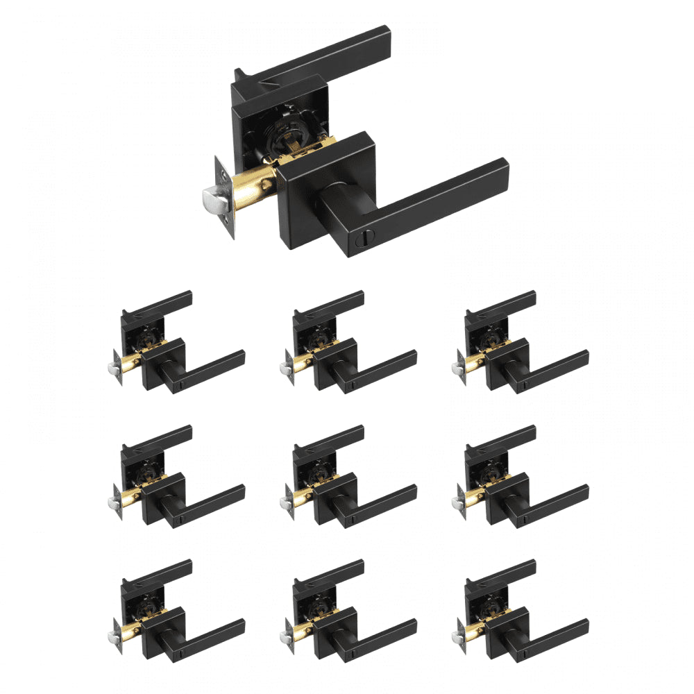 VEVOR Privacy Door Handle, 10 Pack Matte Black Door Lever, Left or Right Handing Reversible Lever with Keyless Lock