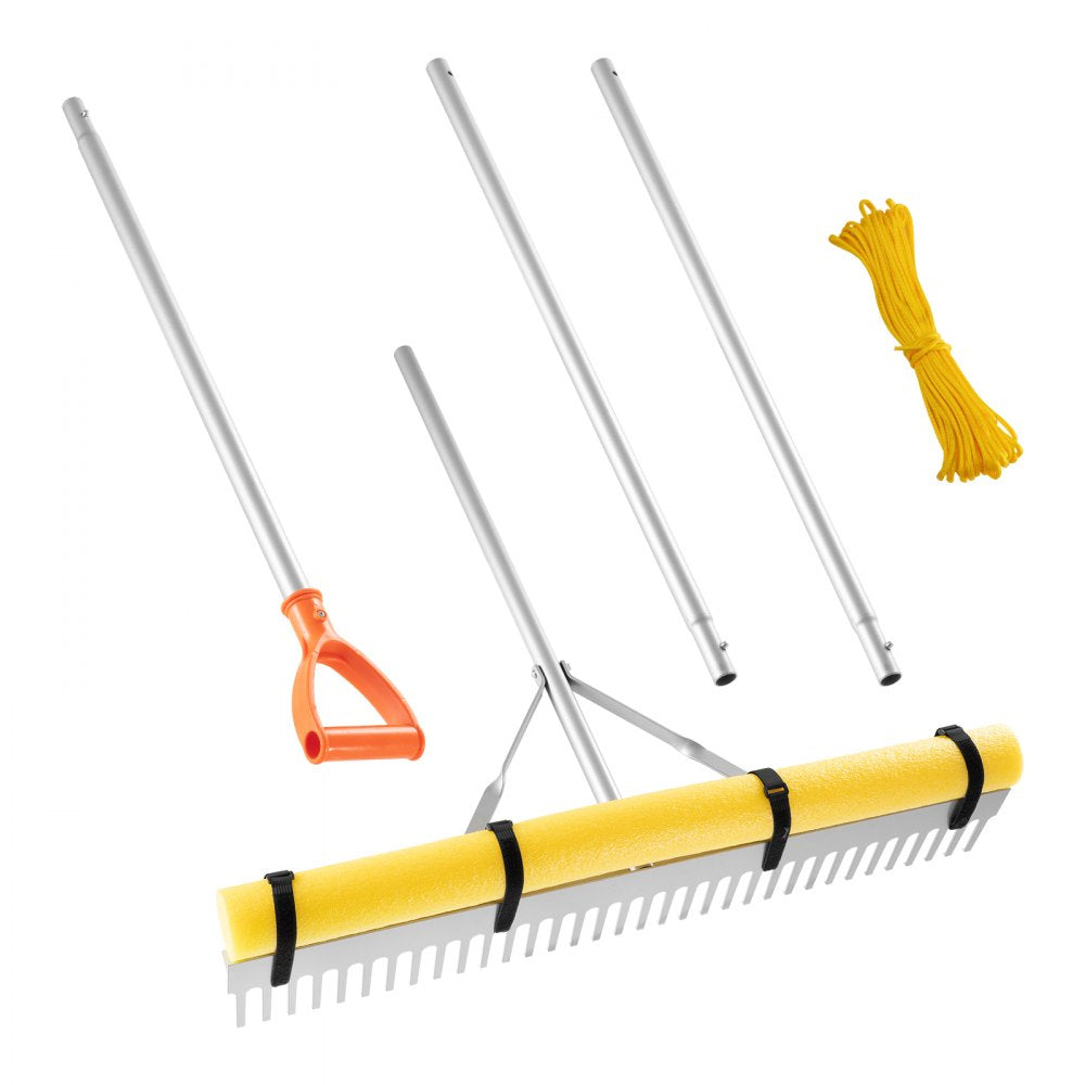 VEVOR Landscape Rake, 36 inch Wide Head 102 inch Handle, Large Heavy Duty Aluminum Landscaping Leaf Rake Tool, Asphalt