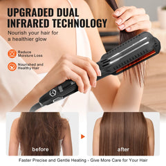 VEVOR Hair Straightener, 1.5-inch Titanium Flat Iron, Dual Infrared Hair Straightener Flat Iron with LCD Display and 19