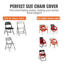 VEVOR Stretch Spandex Folding Chair Covers, Universal Fitted Chair Cover, Removable Washable Protective Slipcovers, for