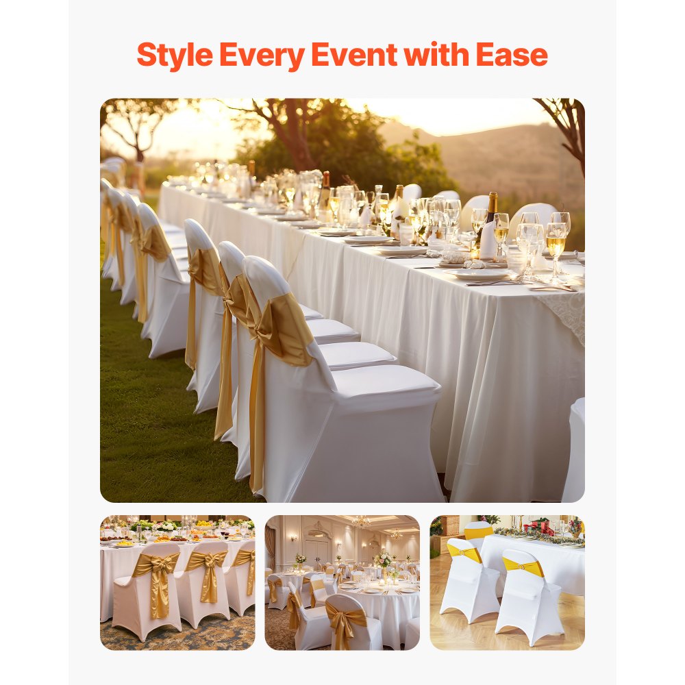 VEVOR 30 Pcs White Chair Covers, Polyester Spandex Chair Cover, Stretch Slipcovers for Wedding Party Dining Banquet
