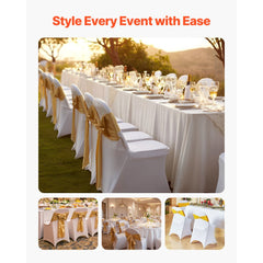 VEVOR 30 Pcs White Chair Covers, Polyester Spandex Chair Cover, Stretch Slipcovers for Wedding Party Dining Banquet