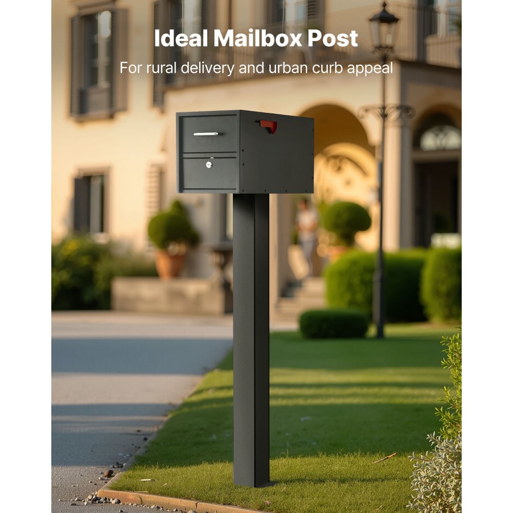 VEVOR Mailbox Post, 43 x 4 x 4 Inches, Steel In-Ground Mounting Mail Box Stand with Powder Coating Surface, Heavy Duty