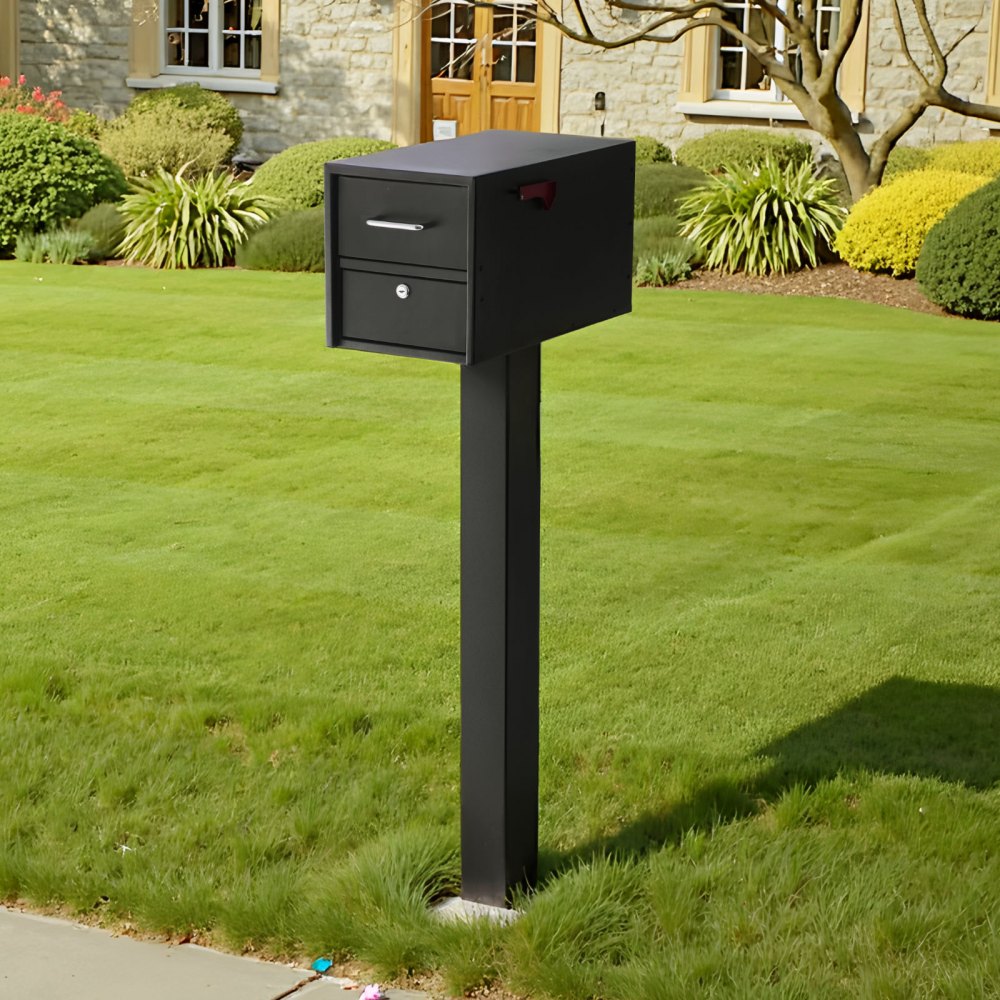 VEVOR Mailbox Post, 43 x 4 x 4 Inches, Steel In-Ground Mounting Mail Box Stand with Powder Coating Surface, Heavy Duty