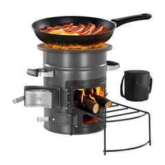 VEVOR Camping Rocket Stove, Wood Burning Portable Rocket Stove with Carrying Bag for Backpacking, SPCC Steel, Double