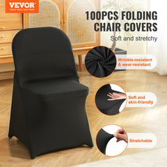 VEVOR Stretch Spandex Folding Chair Covers, Universal Fitted Chair Cover, Removable Washable Protective Slipcovers, for