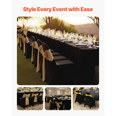 VEVOR 30 Pcs Black Chair Covers, Polyester Spandex Chair Cover, Stretch Slipcovers for Wedding Party Dining Banquet