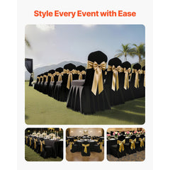 VEVOR 30 Pcs Black Chair Covers, Polyester Spandex Chair Cover, Stretch Slipcovers for Wedding Party Dining Banquet