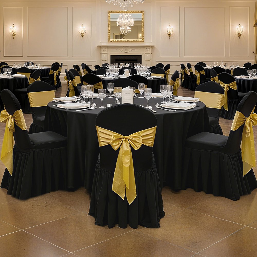 VEVOR 30 Pcs Black Chair Covers, Polyester Spandex Chair Cover, Stretch Slipcovers for Wedding Party Dining Banquet