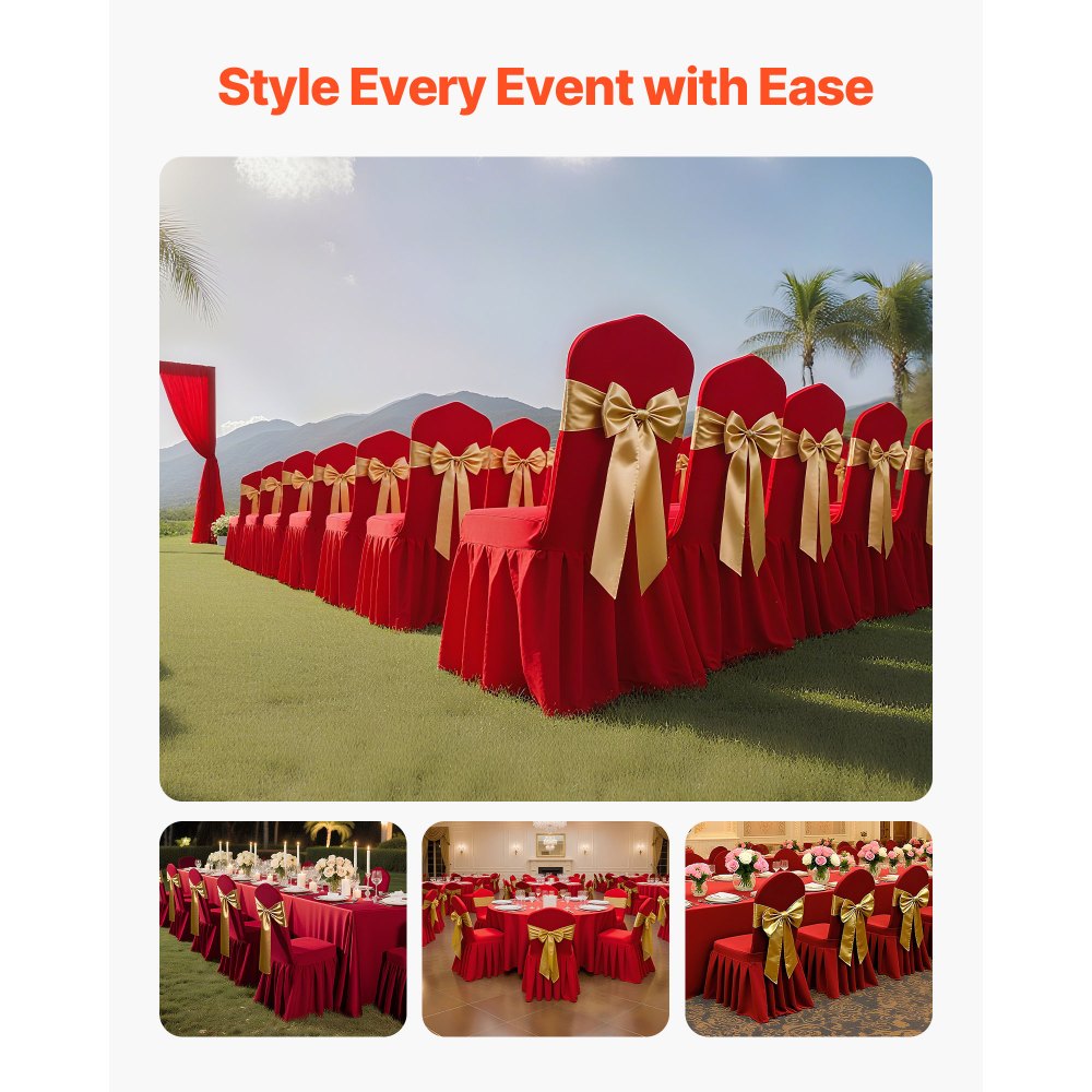 VEVOR 30 Pcs Red Chair Covers, Polyester Spandex Chair Cover, Stretch Slipcovers for Wedding Party Dining Banquet