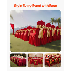 VEVOR 30 Pcs Red Chair Covers, Polyester Spandex Chair Cover, Stretch Slipcovers for Wedding Party Dining Banquet