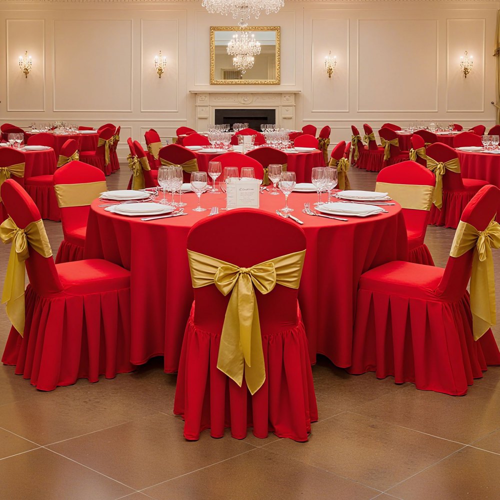 VEVOR 30 Pcs Red Chair Covers, Polyester Spandex Chair Cover, Stretch Slipcovers for Wedding Party Dining Banquet