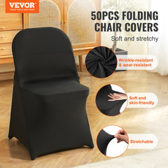 VEVOR Stretch Spandex Folding Chair Covers, Universal Fitted Chair Cover, Removable Washable Protective Slipcovers, for