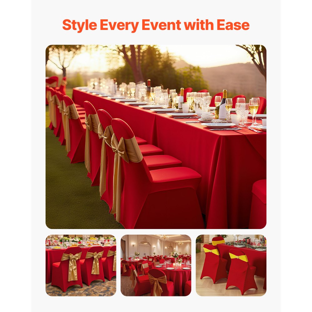 VEVOR 50 Pcs Red Chair Covers, Polyester Spandex Chair Cover, Stretch Slipcovers for Wedding Party Dining Banquet