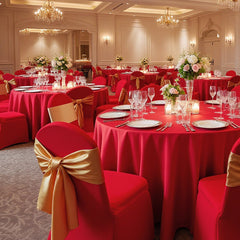 VEVOR 50 Pcs Red Chair Covers, Polyester Spandex Chair Cover, Stretch Slipcovers for Wedding Party Dining Banquet