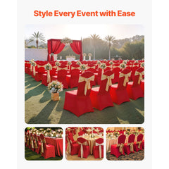 VEVOR 50 Pcs Red Chair Covers, Polyester Spandex Chair Cover, Stretch Slipcovers for Wedding Party Dining Banquet