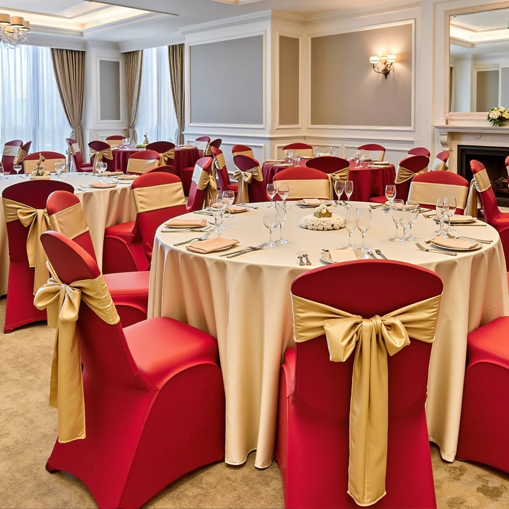 VEVOR 50 Pcs Red Chair Covers, Polyester Spandex Chair Cover, Stretch Slipcovers for Wedding Party Dining Banquet