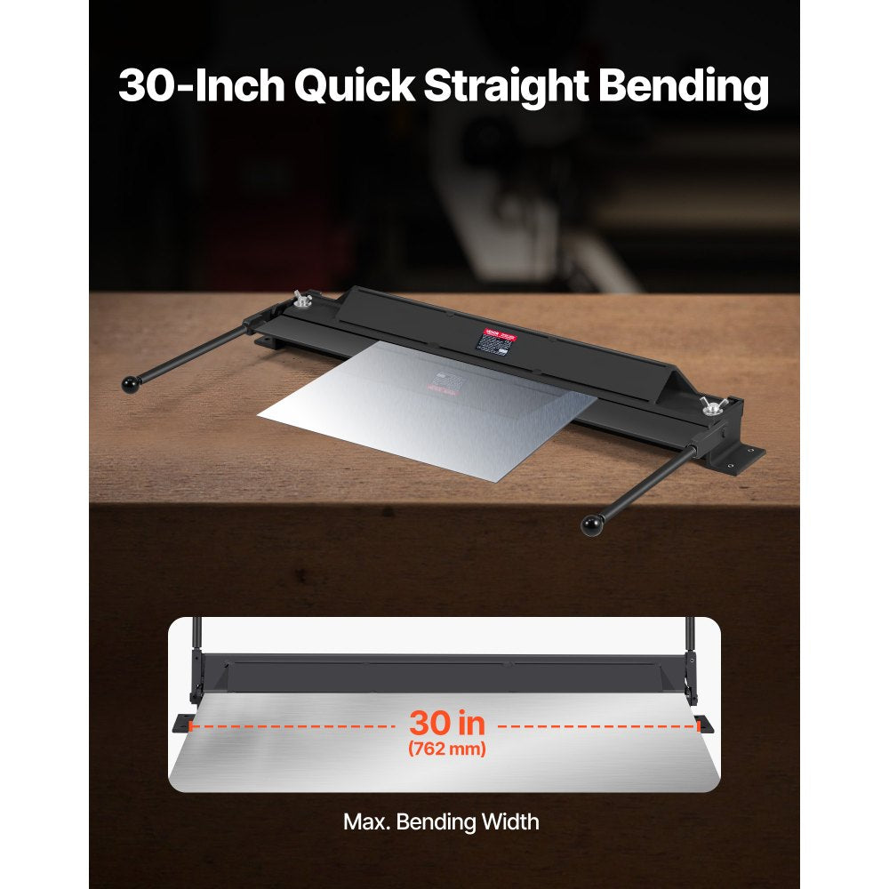 VEVOR Box and Pan Brake, 30 in Sheet Metal Bending Brake, 18-Gauge Capacity, 0-135 Degree Adjustable, Metal Bender