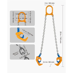 VEVOR Chain Drum Lifter, G80 Drum Lifting Chain Sling with Thickened Security Hook, 2000LBS Capacity, 1.6ft Long Sturdy